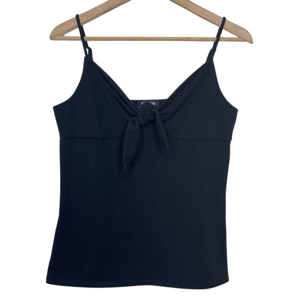 EXPRESS | Women's Black Knot Front Spaghetti Strap Tank Top | Size L